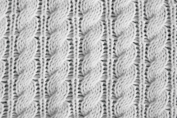 istock White knitted texture with ornament braids 1348578703