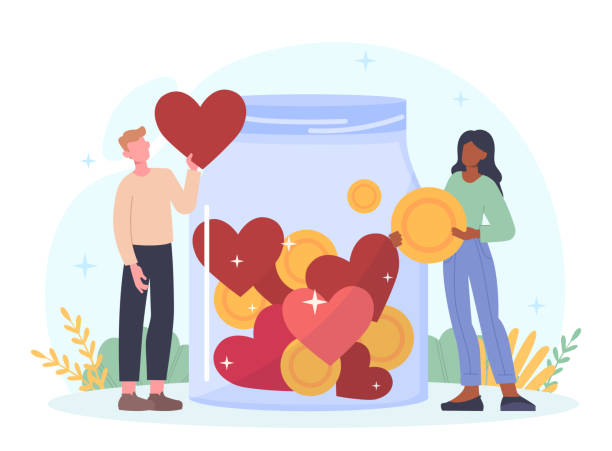 koncept dobrovolnictví - symboly míru pojem stock ilustrace
