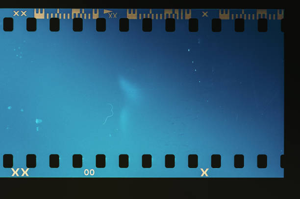 istock Blue Vintage film negative with light leak 1348608618