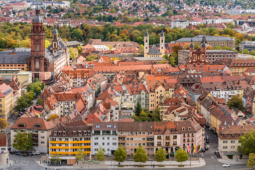 A bird's-eye view of Würzburg's city centre