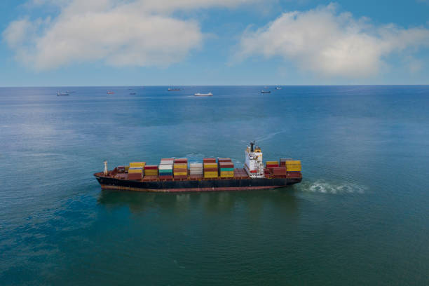 istock Aerial view of Container Ship Vessel Cargo Carrier in transit. 1348646845