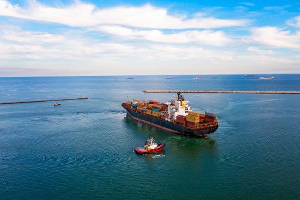 istock Aerial view of Container Ship Vessel Cargo Carrier in transit. 1348653453