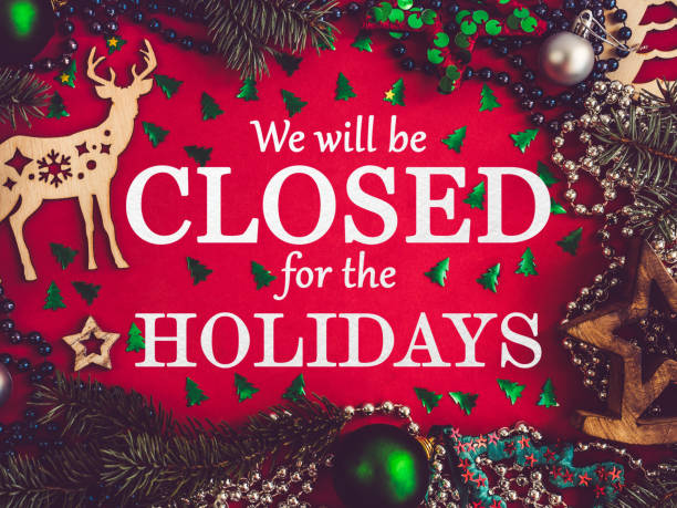 istock We'll be closed for the holidays. Signboard 1348655030