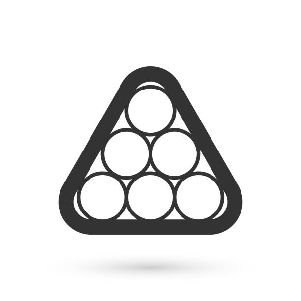 illustrations, cliparts, dessins animés et icônes de boules de billard grises dans une icône de triangle de rack isolée sur fond blanc. vecteur - sport pool game snooker sphere