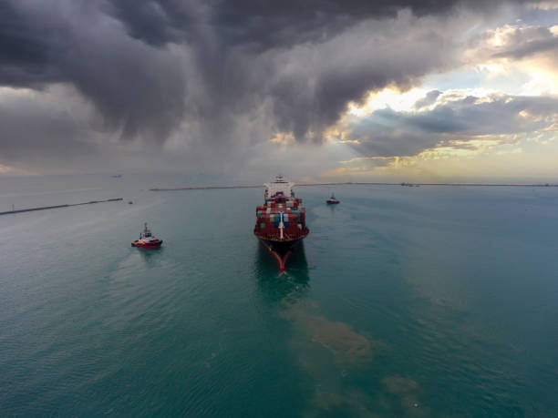 istock Aerial view of Container Ship Vessel Cargo Carrier in transit. 1348656744