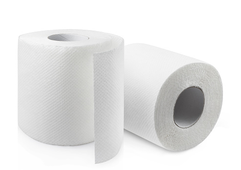 Toilet paper, isolated on white background