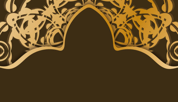 istock Background in brown color with luxurious gold ornaments and space for logo or text 1348667802