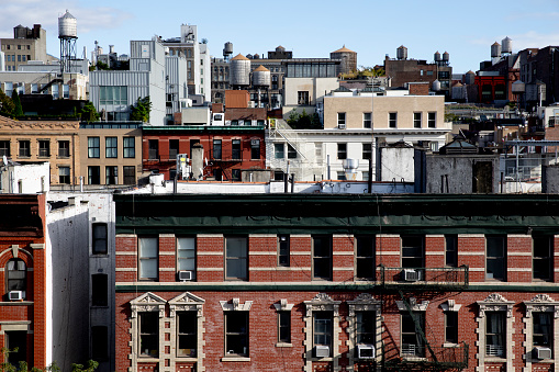 High up views of SoHo district in New York City.