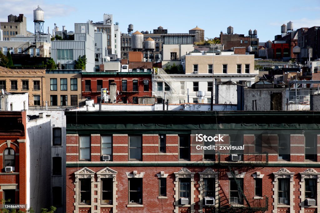 SoHo New York City High up views of SoHo district in New York City. Apartment Stock Photo