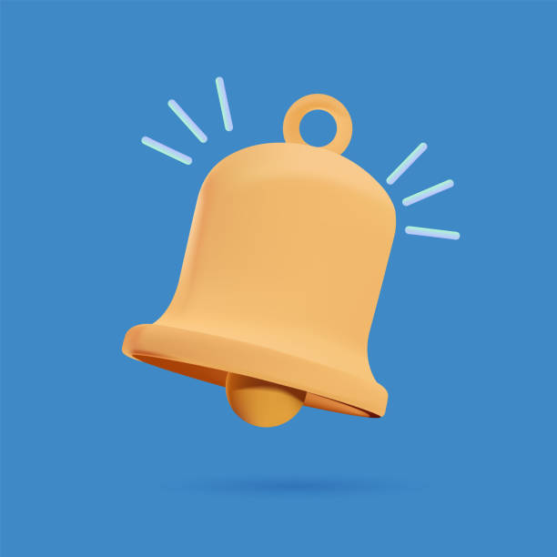 Notification message bell icon alert and alarm icon. 3d vector illustration. 3D vector bell free to edit. Application. Notification message bell icon alert and alarm icon. 3d vector illustration. 3D vector bell free to edit. Application message notification. New email symbol. Income newsletter signal with sound, UI unread messages illustrations stock illustrations