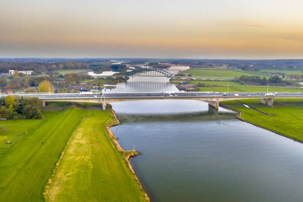istock Lowland river IJssel with bridges 1348679282