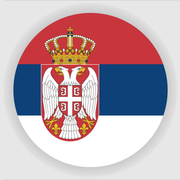 ilustrações de stock, clip art, desenhos animados e ícones de serbia flat rounded country flag button icon - bandeira da sérvia