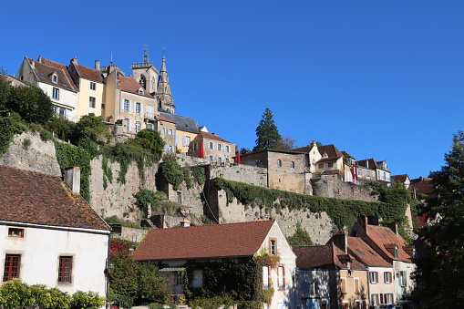 View of the beautiful medieval town of Semur En Auxois in Burgundy