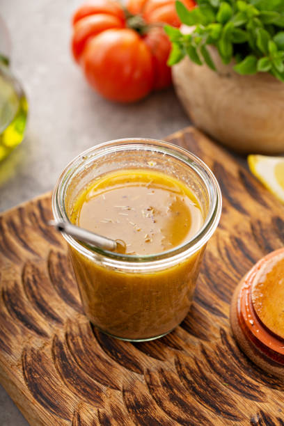 istock Homemade vinaigrette salad dressing 1348716569