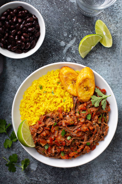 istock Ropa vieja, flank steak dish with rice 1348716610
