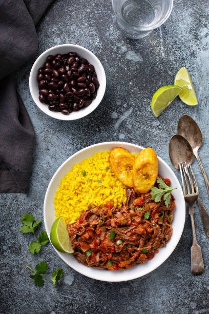 istock Ropa vieja, flank steak dish with rice 1348716623