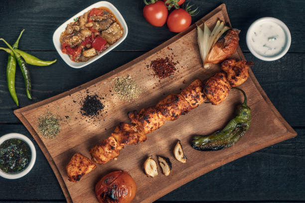 chicken skewer chicken skewer kebab photos stock pictures, royalty-free photos & images