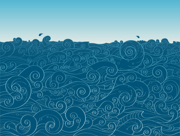 ilustrações de stock, clip art, desenhos animados e ícones de blue ocean - tide sea breaking water