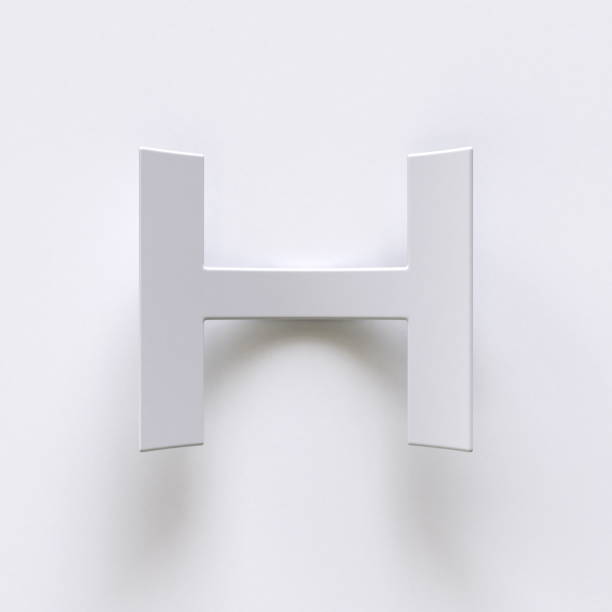 Bent paper font with long shadows  Letter H 3D