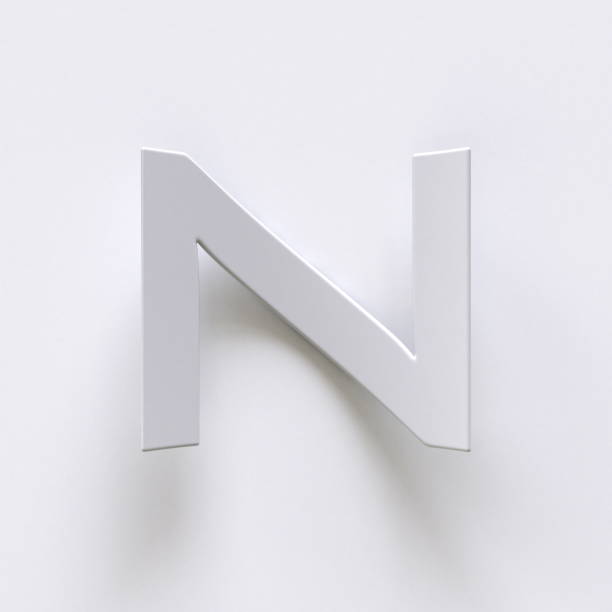 istock Bent paper font with long shadows  Letter N 3D 1348748799