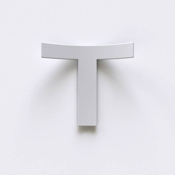 istock Bent paper font with long shadows  Letter T 3D 1348749848