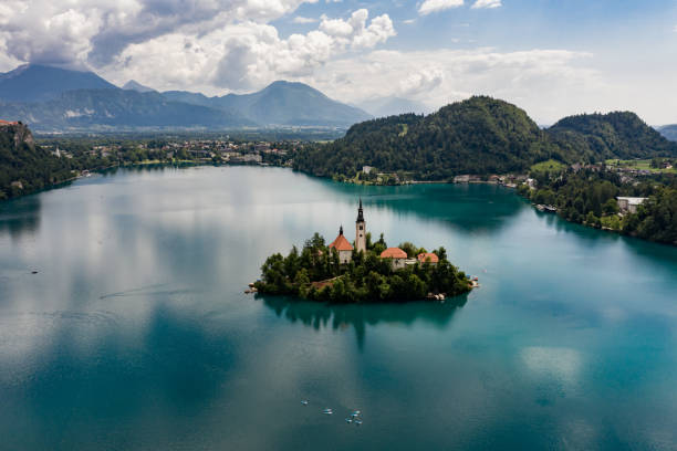 istock Aerial View Of Lake Bled Landscape 1348751316