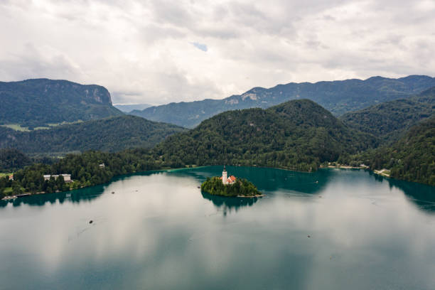 istock Aerial View Of Lake Bled Landscape 1348751367