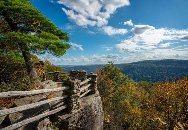 istock Coopers Rock state park overlook over the Cheat River in West Virginia with fall colors 1348756495