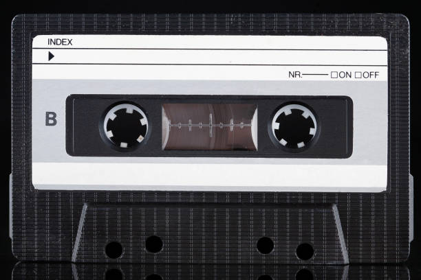 istock Retro vintage compact cassette B - side on black 1348765658