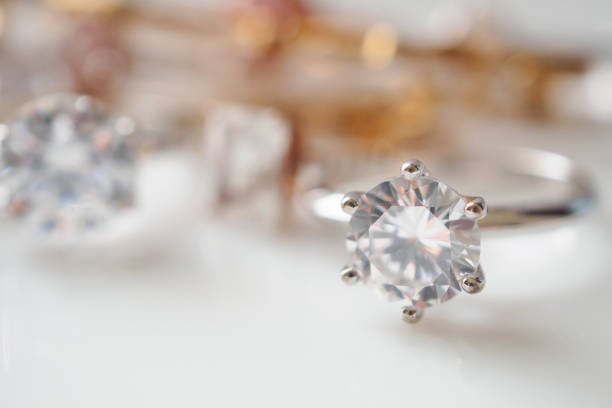 Beautiful diamond rings jewelry on white background