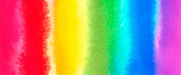 istock Watercolor rainbow abstract painting background. Hand drawn artwork, paper texture. Red, orange, yellow, green, blue, indigo, violet, purple colors 1348769346