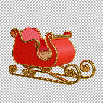 3d render of christmas sleigh on transparent background