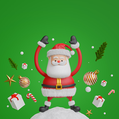 3d render of santa claus with decoration with merry christmas concept for your product display