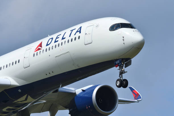 Delta Air Lines Airbus A350-900 (N512DN) passenger plane. Chiba, Japan - May 05, 2019:Delta Air Lines Airbus A350-900 (N512DN) passenger plane. delta stock pictures, royalty-free photos & images