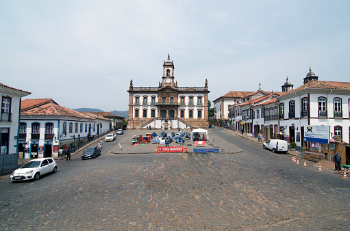 Walking through the cobblestoned streets in colonial Ouro Preto, MInas Gerais, is a walk through histoy.  Colorful windows, and doors give a special touch to this lovely town. Here's the Inconfidence museum on the main street.