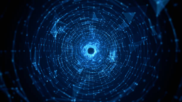 istock Tunnel Sci-Fi Digital Cyberspace, Digital Data Network and Blockchain Connections. Technology Digital Data Background Concept. 3d rendering 1348795107