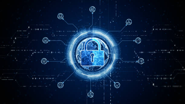 HUD Padlock Icon Cyber Security, Digital Data Network Protection, Future Technology Digital Data Network Connection Background Concept. 3d rendering HUD Padlock Icon Cyber Security, Digital Data Network Protection, Future Technology Digital Data Network Connection Background Concept. 3d rendering firewall stock pictures, royalty-free photos & images