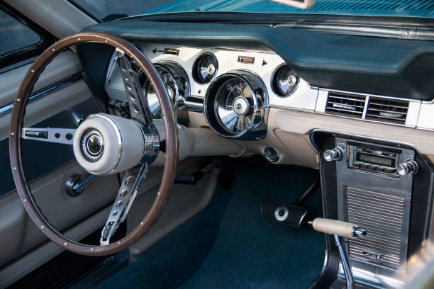 istock Interior view of classic American car 1348816322