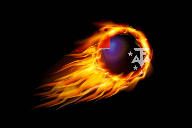 istock French Southern and Antarctic Lands Flag With Fire Fire Ball Realistic Design 1348819332