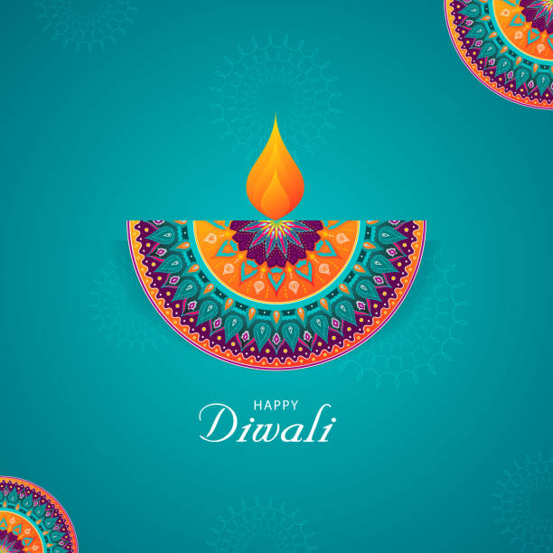 diwali colorful banner background with modern diya - deepavali 幅插畫檔、美工圖案、卡通及圖標