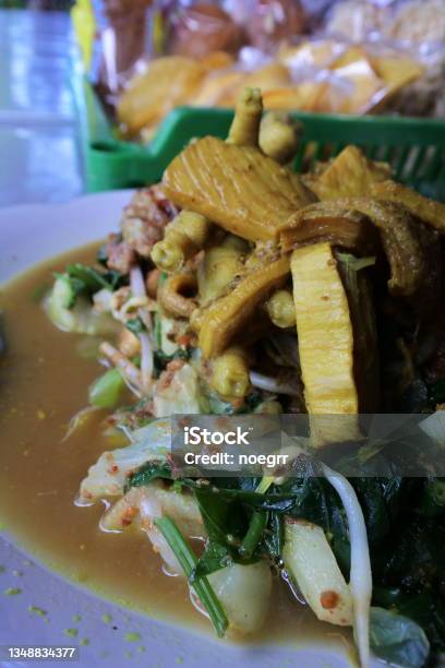 Lontong Filled With Tripe A Typical Culinary From East Java Indonesia Stock Photo - Download Image Now