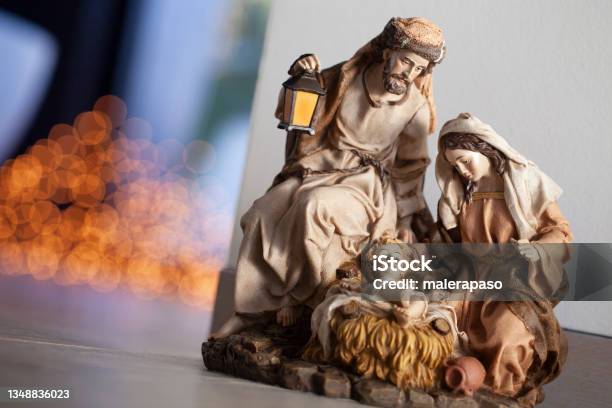 Christmas Nativity Old Figurines For The Nativity Scene Stock Photo - Download Image Now