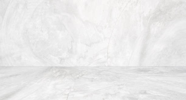 istock Empty white concrete room and floor background, Perspective grey gradient concrete room for interior background, backdrop,  Gray grunge cement room with space for product display mockup, template 1348837784