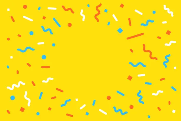 Vector illustration of Confetti background with empty space for your message. Can be used for celebration, advertisement, birthday party, Christmas, New Year, Holiday, Carnival festivity, Valentine’s Day, National Holiday, etc.