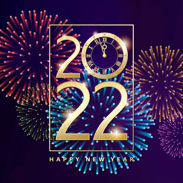 ilustraciones, imágenes clip art, dibujos animados e iconos de stock de espectaculares fuegos artificiales de nochevieja 2022 - clock face flash