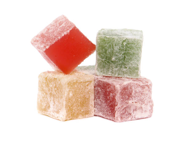 istock Colorful Turkish delight isolated on white 1348841270