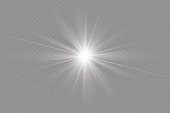 istock Light effect. Bright Star. Light explodes on a transparent background. Bright sun. 1348842261