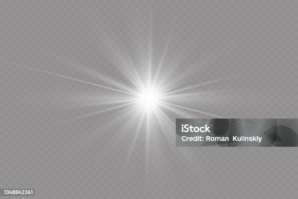 Light Effect Bright Star Light Explodes On A Transparent Background Bright Sun Stock Illustration - Download Image Now