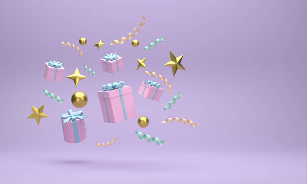 istock Gift boxes and golden balls Christmas celebrations on a blue background. 1348842931