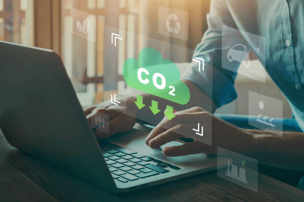 reduce CO2 emission concept reduce CO2 emission concept with icons, global warming greenhouse gas photos stock pictures, royalty-free photos & images